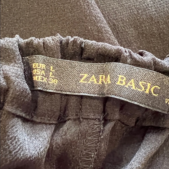 Zara Flowy Elastic Wide Leg Pleated Trousers Size Large - Picture 6 of 7